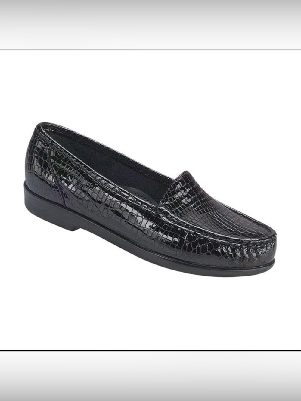 SAS Simplify comfortable leather loafers in black croc work/casual women size 9